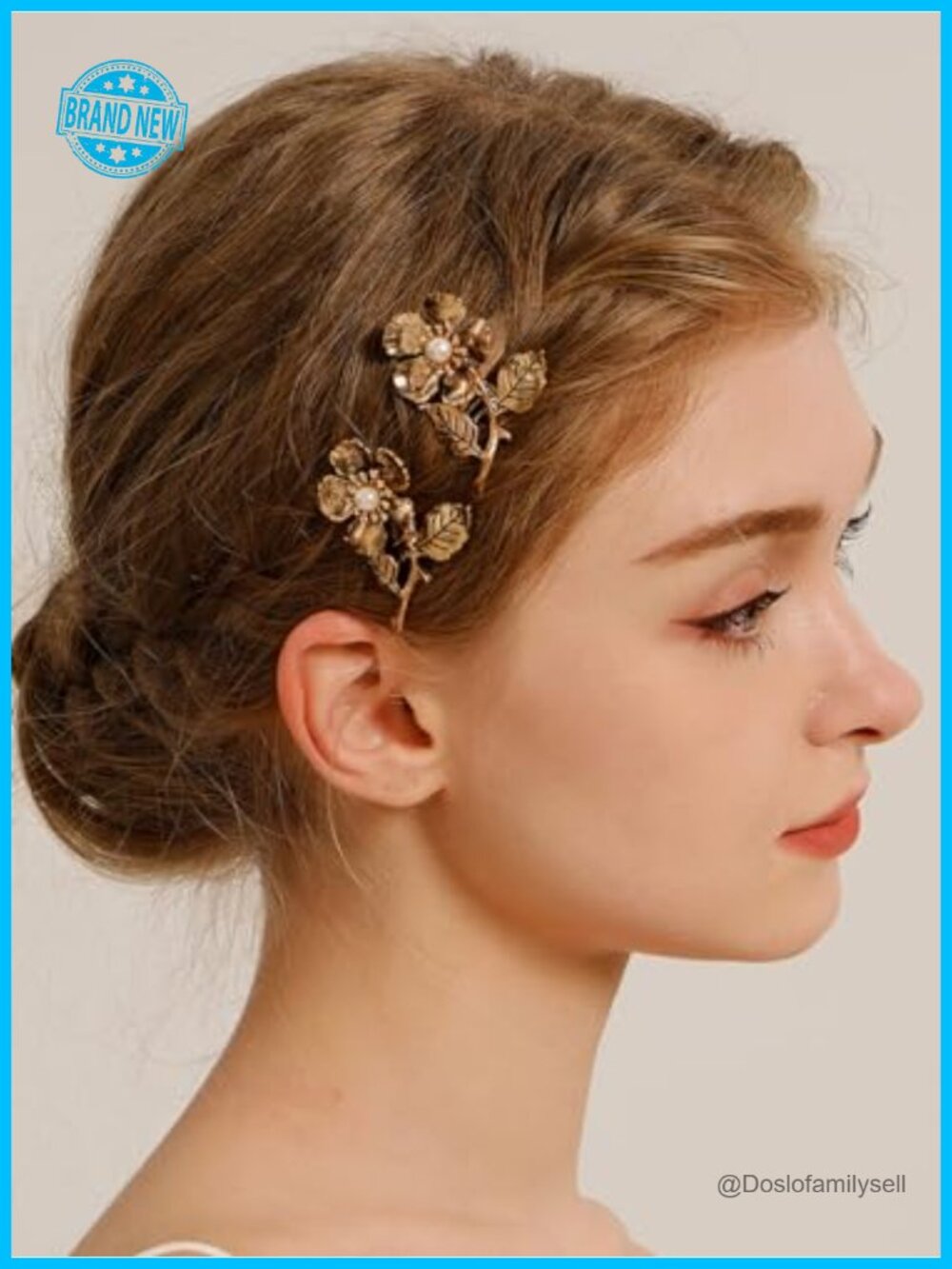 Retro Gold Flower Pearl Hair Comb Set